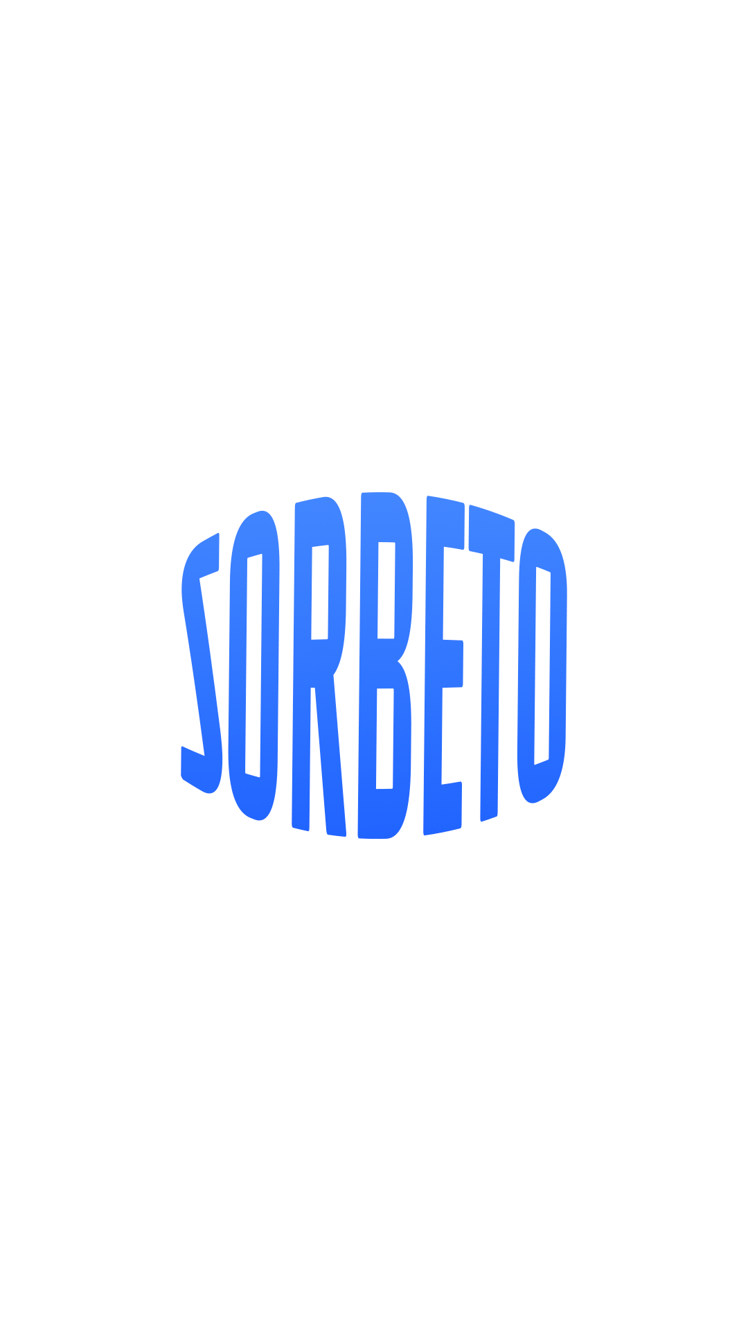Logotipo azul da SORBETO sobre fundo branco